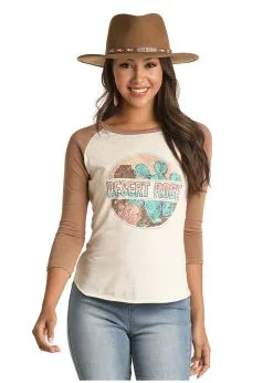 PANHANDLE Women's Rock & Roll Cowgirl Baseball T-Shirt #48T1180