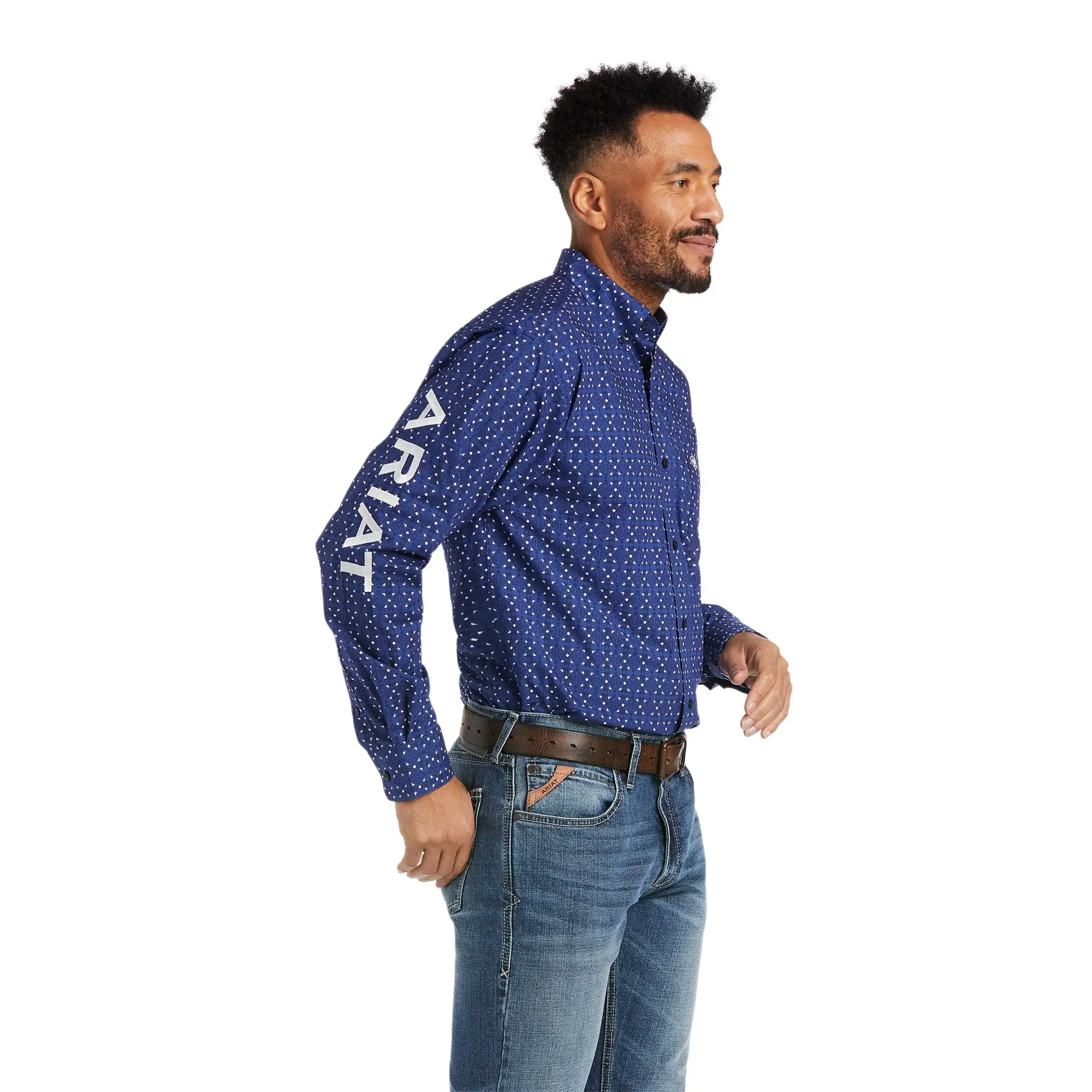 Men's Ariat Blue Team Wolf Button Down Long Sleeve #10038089-C 3 Men's Ariat Blue Team Wolf Button Down Long Sleeve #10038089-C