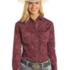 ROCK & ROLL COWBOY Women's Rough Stock Snap Front Shirt #R4S3260