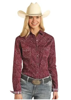 ROCK & ROLL COWBOY Women's Rough Stock Snap Front Shirt #R4S3260