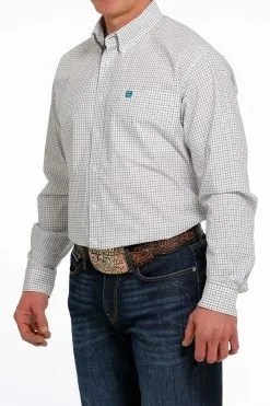 Men's Cinch White Plaid Button Down Shirt #MTW1105506WHT -Men's Plaid Shirt Sales 31303381a4ebad2b1dafa59429ffddbf