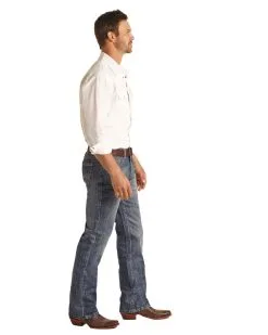 PANHANDLE Men's Rock & Roll Cowboy Double Barrel Straight Leg Jean #RRMD0SRZSP
