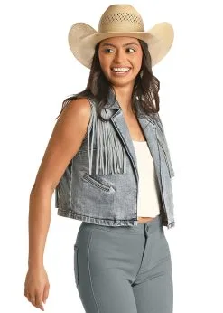 Rock & Roll Cowgirl Women's Rock & Roll Denim Vest #RRWD98R114