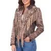 Wahmaker Women's Scully Embroidered Fringe Suede Jacket #L1005BRN