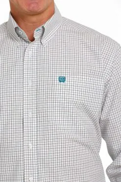 Men's Cinch White Plaid Button Down Shirt #MTW1105506WHT -Men's Plaid Shirt Sales 430889dbd6d8d26085f02809ebb328d4