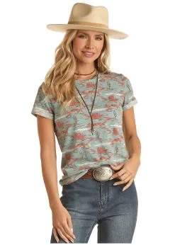 Red Label Women's Rock & Roll Cowgirl T-Shirt #RRWT21R04X