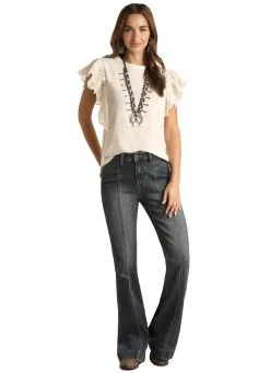 Rock & Roll Cowgirl Women's White Label Blouse #WLWT21RZIY
