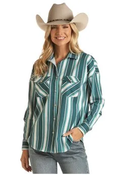 PANHANDLE Women's Rock & Roll Cowgirl Snap Front Shirt #RRWSOSRZ0H