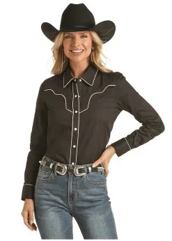 Women's Rock & Roll Cowgirl Snap Front Shirt #RRWSOSR0BS