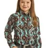 PANHANDLE Girl's Rock & Roll Cowgirl Snap Front Shirt #RRGSOSRZ14 -Men's Plaid Shirt Sales 6753825328f989bed8539d9d997cca92