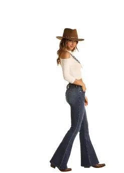 Panhandle Western Wear Women's Rock & Roll Cowgirl High Rise Flare Jean #WHN8190