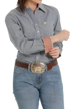 Women's Cinch Button Down Shirt #MSW9164196LTB