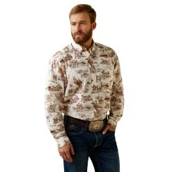 Men's Ariat Wrinkle Resist Paniolo Western Aloha Stretch Button Down Shirt #10044020X