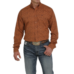 Men's Cinch Brown Button Down Shirt #MTW1105455