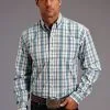 Men's Stetson Button Down Shirt #11-001-0579-5009BU -Men's Plaid Shirt Sales 85b9cc73b70030c3aef20ae3310a7a5d