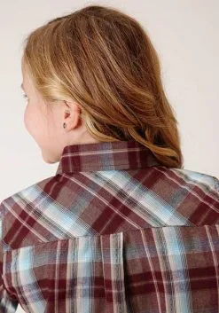 Roper Apparel Girl's Roper Brown Plaid Snap Long Sleeve #03-080-0062-1007 -Men's Plaid Shirt Sales 8799a9aa14cc97641bd460f37bfbfc2e