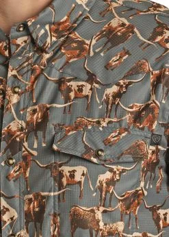 PANHANDLE Men's Rock & Roll Cowboy Ripstop Snap Front Shirt #RRMS1SR0QP -Men's Plaid Shirt Sales 8a82a99321e8740cb058d70d74688d84