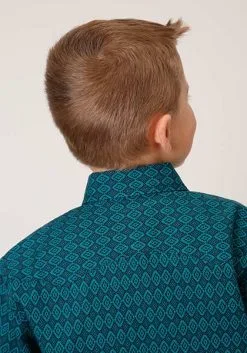 Roper Apparel Boy's Roper Green & Blue Pattern Long Sleeve #03-030-0064-1011 -Men's Plaid Shirt Sales 8e11d0e1abede30db39e7197393e6b7b
