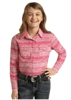 Girl's White Label Snap Front Shirt #WLGSOSR07N