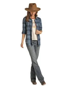 Women's Rock & Roll Cowgirl Snap Front Shirt #B4S1306-C -Men's Plaid Shirt Sales B4S1306