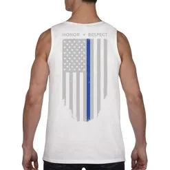 Men's Thin Blue Line Honor & Respect Tank #TBL-TANK-C -Men's Plaid Shirt Sales Back white thin blue line flag model