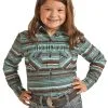 Rock & Roll Cowgirl Girl's Panhandle Blue & Brown Long Sleeve Shirt #G4S333 -Men's Plaid Shirt Sales G4S3330