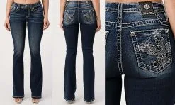 Women's Miss Me Mid-Rise Boot Cut Jean #M3780B -Men's Plaid Shirt Sales M3780B D982