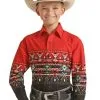 Boy's Panhandle Red & Black Border Long Sleeve #PHBSOSRZ1S