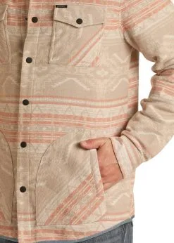 Men's Panhandle Taupe Aztec Shirt Jacket #RRMO92RZWN -Men's Plaid Shirt Sales RRMO92RZWN BZ 47775