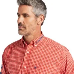 Men's Ariat Orange Team Logo Long Sleeve #10039732-C -Men's Plaid Shirt Sales S22 MNS WEST 10039732 detail01