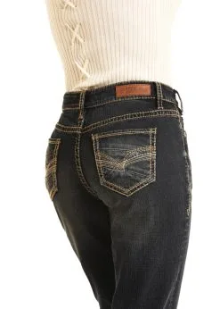 Panhandle Western Wear Women's Rock & Roll Cowgirl Boyfriend Fit Jean #W2-7537 -Men's Plaid Shirt Sales W2 7537 B