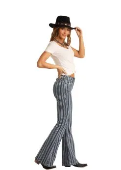 Panhandle Western Wear Women's Rock & Roll Cowgirl High Rise Flare Jean #WHN6108