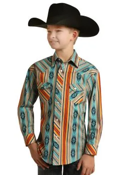 ROCK & ROLL COWBOY Boy's Rock & Roll Snap Front Shirt #RRBSOSR095