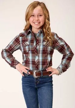 Roper Apparel Girl's Roper Brown Plaid Snap Long Sleeve #03-080-0062-1007