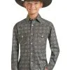 Boy's Rock & Roll Cowboy Snap Front Shirt #RRBS0SRZ18 -Men's Plaid Shirt Sales ac15d34cbee669eb441933a43debd4d5