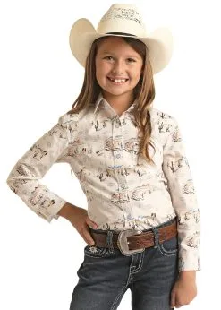 PANHANDLE Girl's Rough Stock Snap Front Shirt #RSGSOSRZDE