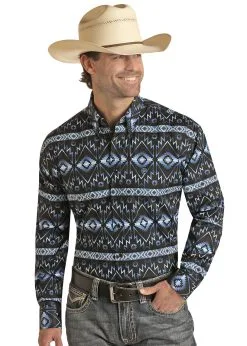 PANHANDLE Men's Rock & Roll Cowboy Button Down Shirt #RRMSODR0PU