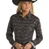 ROCK & ROLL COWBOY Women's Rough Stock Snap Front Shirt #RSWSOSR0EN -Men's Plaid Shirt Sales b6e2a1c63ebe95a8645acefc19d911e4