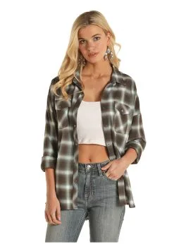 PANHANDLE Women's Rock & Roll Cowgirl Snap Front Shirt #B4S2015-C -Men's Plaid Shirt Sales bdae0dc76af3dcdd01cbcd05ef40ed0a