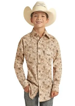 ROCK & ROLL COWBOY Boy's Rock & Roll Paisley Snap Front Shirt #RRBSOSR0QA