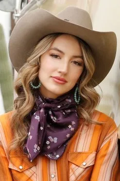 Cinch Cruel Girl Floral Print Wild Rag #CXX7207017PUR