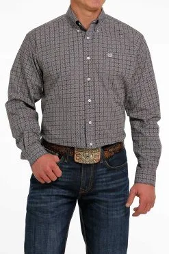 Men's Cinch Brown Button Down Shirt #MTW1105481