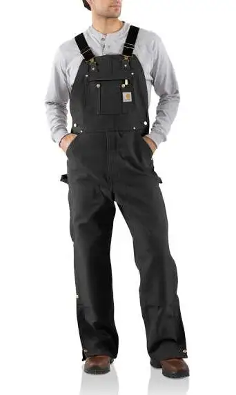 Men's Carhartt Unlined Zip-To-Thigh Bib #R37BLK 3 Men's Carhartt Unlined Zip-To-Thigh Bib #R37BLK