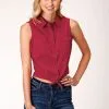 Roper Apparel Women's Roper Red Sleeveless Snap Shirt #03-052-0592-4037 -Men's Plaid Shirt Sales d7b66e91b855eeb1fa3e21b2042f2cf3
