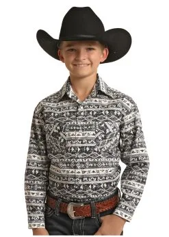 ROCK & ROLL COWBOY Boy's Rough Stock Cowboy Snap Front Shirt #RSBSOSRYTC