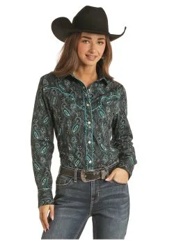 PANHANDLE Women's Rock & Roll Cowgirl Snap Front Shirt #RRWSOSRZ13