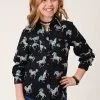 Roper Apparel Girl's Roper Black Horse Print Long Sleeves #03-080-0590-0154 -Men's Plaid Shirt Sales db1090caf32a1794bb9b5fb8f0ef47e1
