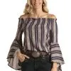 Rock & Roll Cowgirl Women's White Label Blouse #WLWT51R01O -Men's Plaid Shirt Sales f1ef7622bc0f8c8a931066521e556b6c