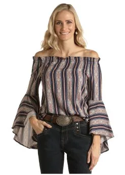 Rock & Roll Cowgirl Women's White Label Blouse #WLWT51R01O