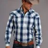 Roper Apparel Men's Stetson Snap Front Shirt #11-001-0478-5011BU -Men's Plaid Shirt Sales f202df219d4c5d327b5ac5f7054f21b3